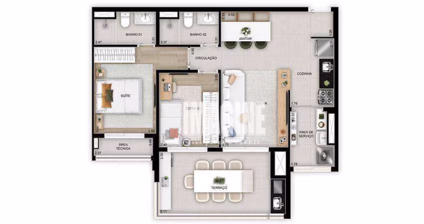 Apartamento na Vila Prudente com 2 Dormitórios sendo 1 Suíte, 1 Vaga, 75 m²
