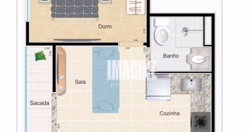 Studio na Vila Formosa com 1 Dormitório, Sacada, 33 m²