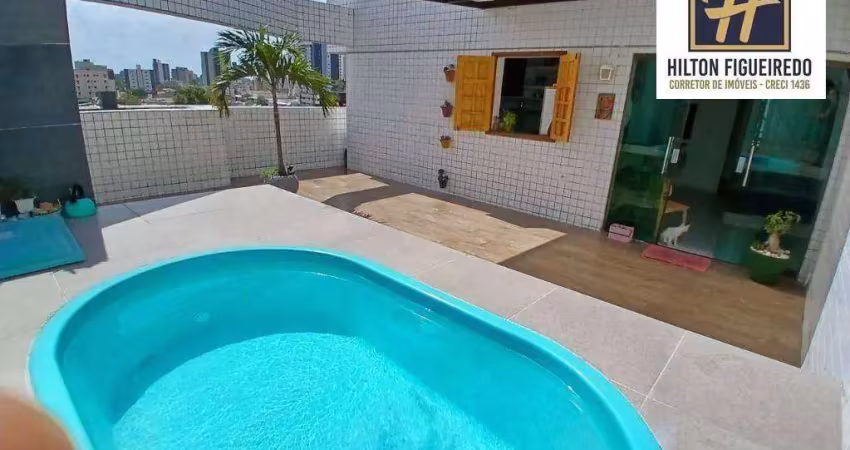 Cobertura com 2 dormitórios e area com pircina privativa à venda, 60 m² por r$ 720.000 - aeroclube - joão pessoa/pb