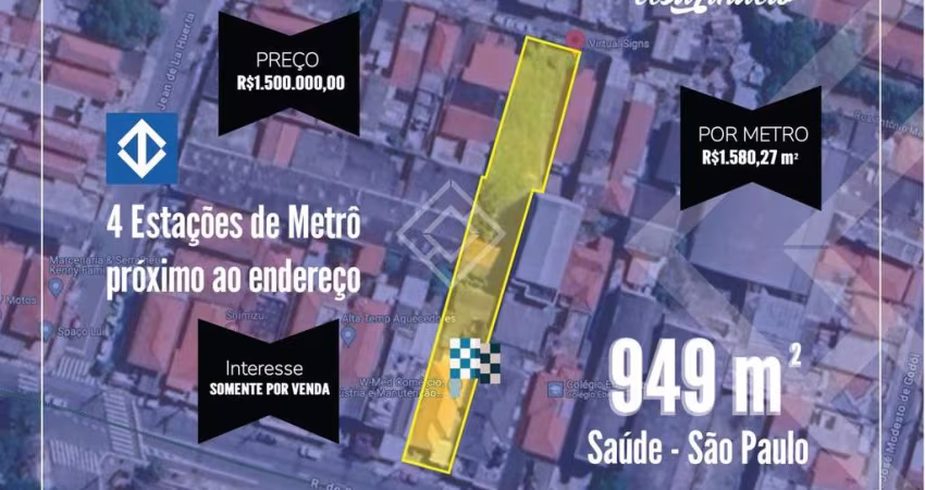 Terreno à venda na Saúde - 949,2 m²  ZM  -  São Paulo - SP