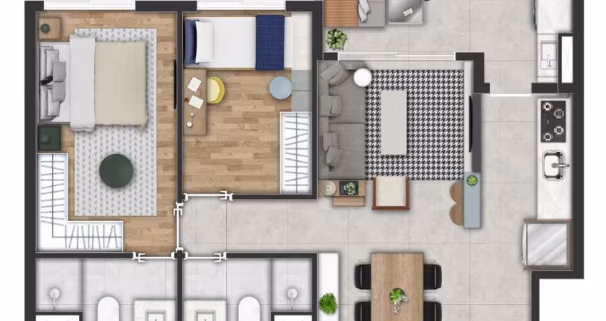 Apartamento tipo para venda com 2 quartos, sendo 1 suíte, 58m²