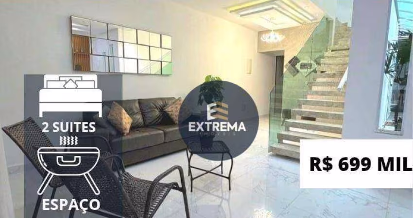 Sobrado com 2 Suites e 1 Lavabo à venda, por R$ 699.000,00 - Vila Caiçara - Praia Grande/SP