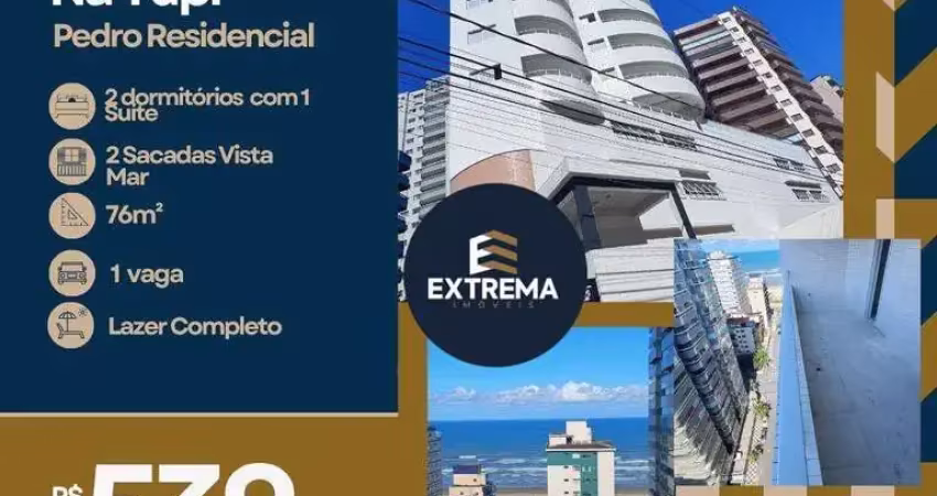 Apartamento com 2 dormitórios sendo 1 suíte vista mar  última unidade disponível -  à venda, 76 m² por r$ 539.000 - tupi - praia grande/sp