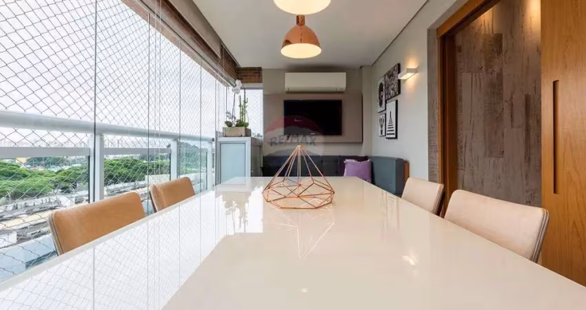 Apartamento à venda de 96m2 com 2 dormitórios, 1 suíte, 2 vagas, varanda gourmet, aceita pet e lazer completo