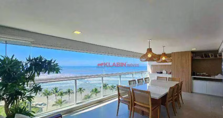 Cobertura duplex com vista esplendorosa para o mar e pé na areia com 347m² de área útil - 4 suítes com 3 vagas - módulo 03 riviera - lazer completo