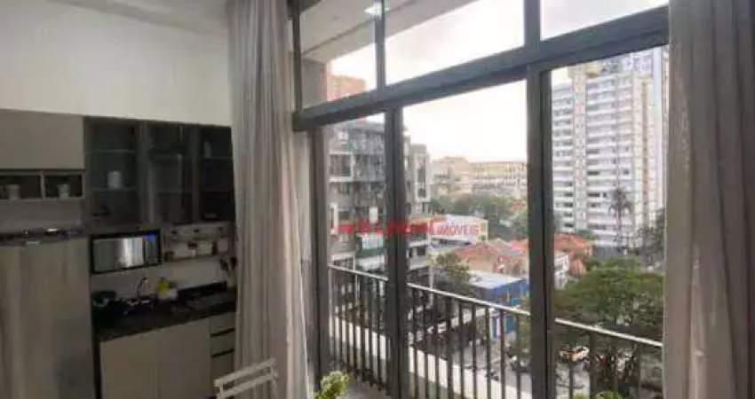 Studio mobiliado com 27m² de área útil - varanda e ar condicionado - sem vaga - ótima localização na vila mariana próximo ao shopping metrô santa cruz
