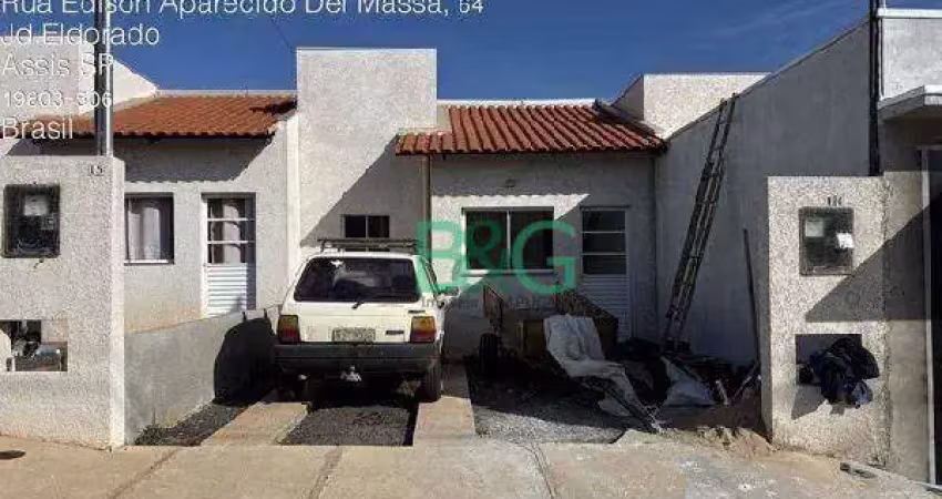 Casa com 2 dormitórios à venda, 50 m² por r$ 138.719 - park residencial colinas - assis/sp