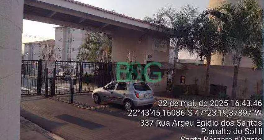 Apartamento com 2 dormitórios à venda, 48 m² por r$ 163.256 - planalto do sol ii - santa bárbara d'oeste/sp