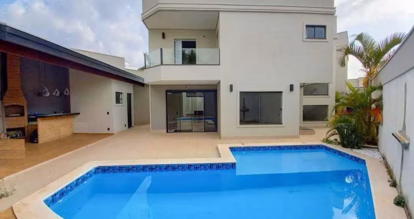 Casa à venda em americana, chácara letônia, com 3 suítes, com 320 m², condomínio ville santorine