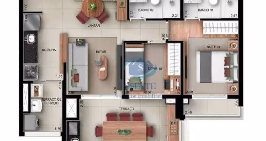 Apartamento a venda em construção, com 95 m2, com previsão de entrega em abril de 2026, com 2 suítes, no ipiranga
