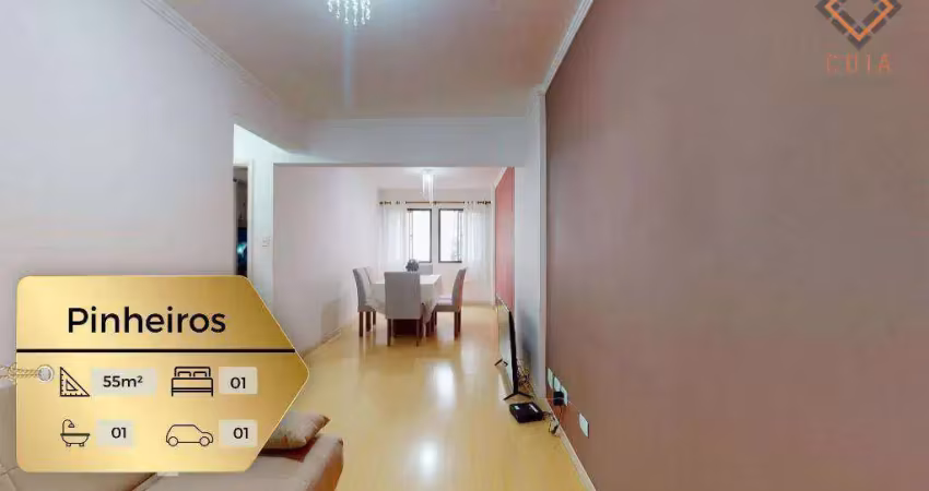Apartamento com 1 dormitório à venda, 55 m² por R$ 745.000,00 - Pinheiros - São Paulo/SP