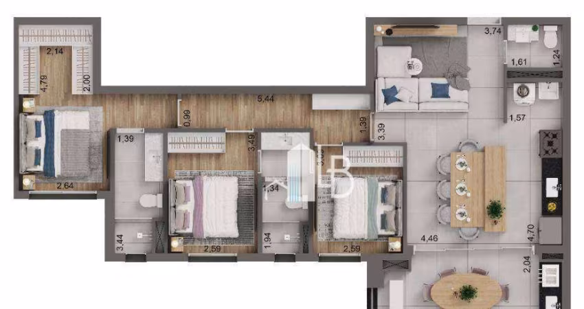 Apartamento com 3 dormitórios à venda, 102 m² por R$ 834.000,00 - Jardim Karaíba - Uberlândia/MG