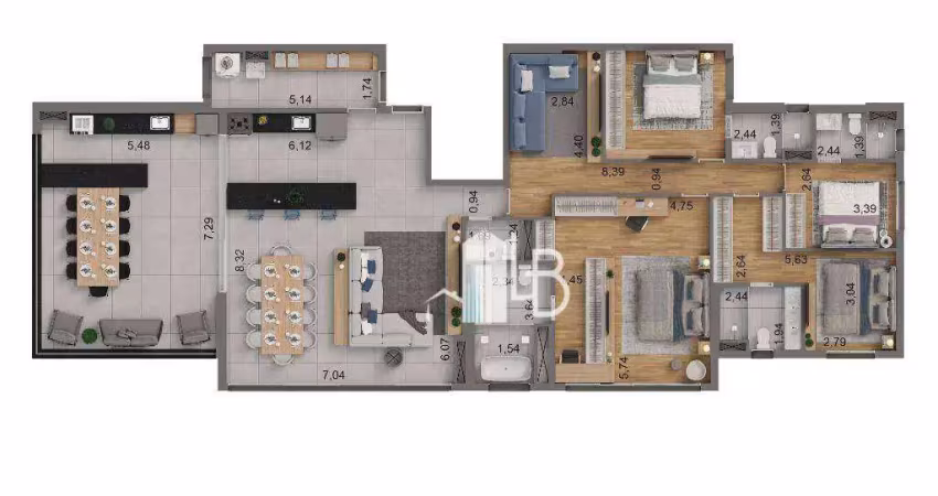 Apartamento com 4 dormitórios à venda, 120 m² por r$ 1.700.000,00 - jardim karaíba - uberlândia/mg