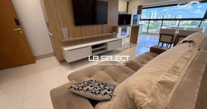 Apartamento no bairro Tibery com três quartos e ampla varanda gourmet.