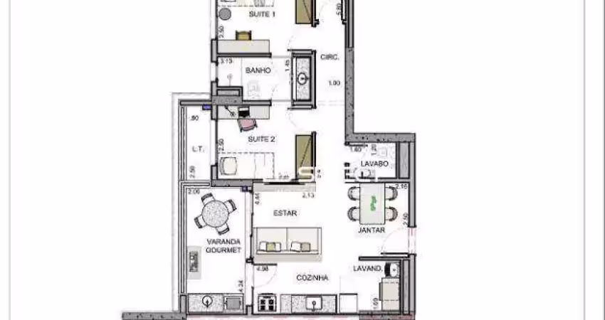 Apartamento no bairro Gávea com três quartos, uma suíte e duas semi suítes e varanda gourmet,