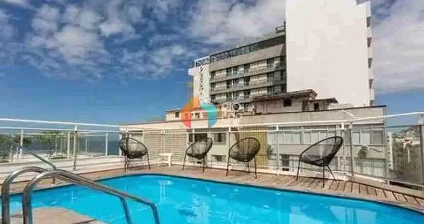 Residencial à venda em copacabana, 50 m2, sala e quarto, mobiliado, vaga, área de lazer com piscina