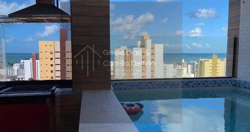 Cobertura linear- manaíra- 200m²- 03qts s/ 02sts+dce- 02vgs- vista mar!