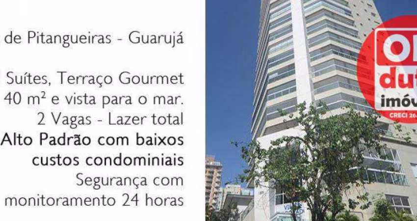 Espetacular apartamento vista mar  com 3 suítes à venda, 135 m² por r$ 1.590.000 - pitangueiras - guarujá/sp