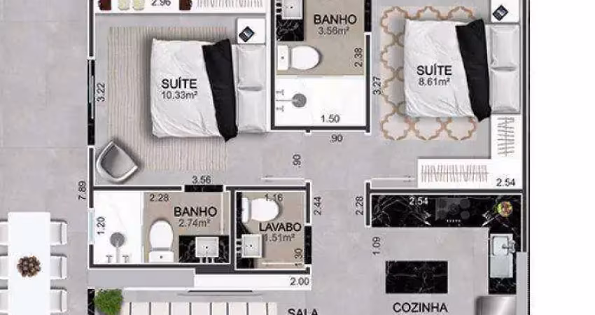 Apartamento com 2 dormitórios à venda, 97 m² por r$ 593.000 - caiçara - praia grande/sp