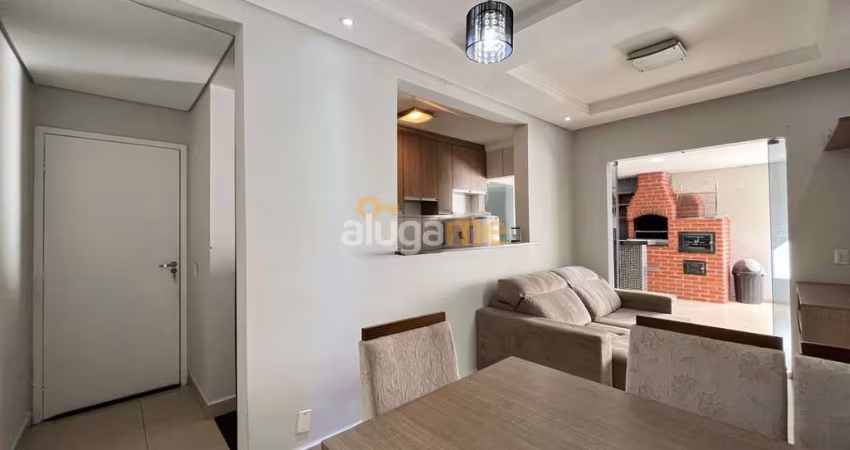 Apartamento mobiliado no Rio Fiora, com churrasqueira, 2 dormitórios, 2 banheiros e 1 vaga.