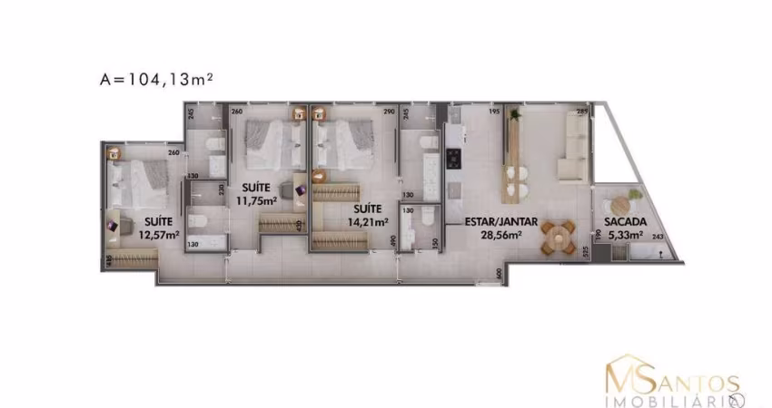 Apartamento à venda, 104 m² por R$ 999.648,00 - Cacupé - Florianópolis/SC