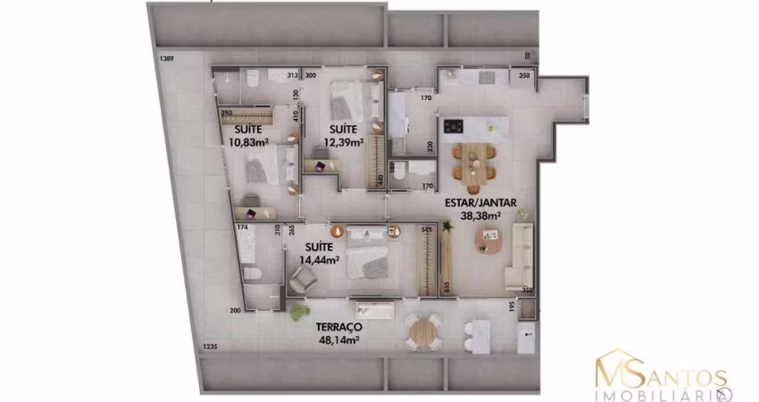 Cobertura com 3 dormitórios à venda, 156 m² por R$ 2.626.344,00 - Cacupé - Florianópolis/SC
