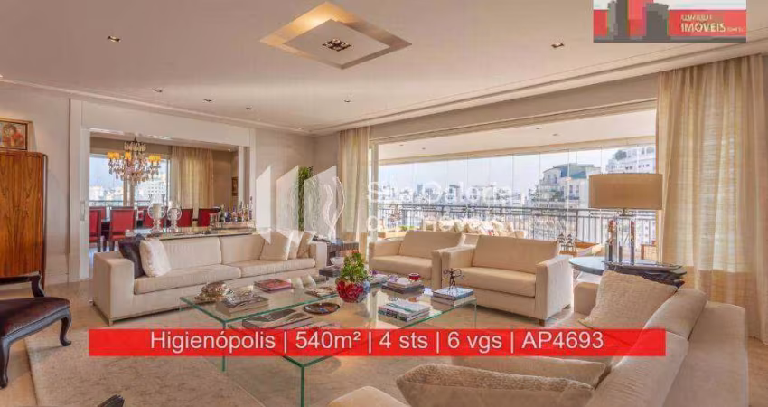 Apartamento de 540m², 4 suítes, 6 vagas, Alameda Barros, 702 - Higienópolis - Dorchester, Shabat