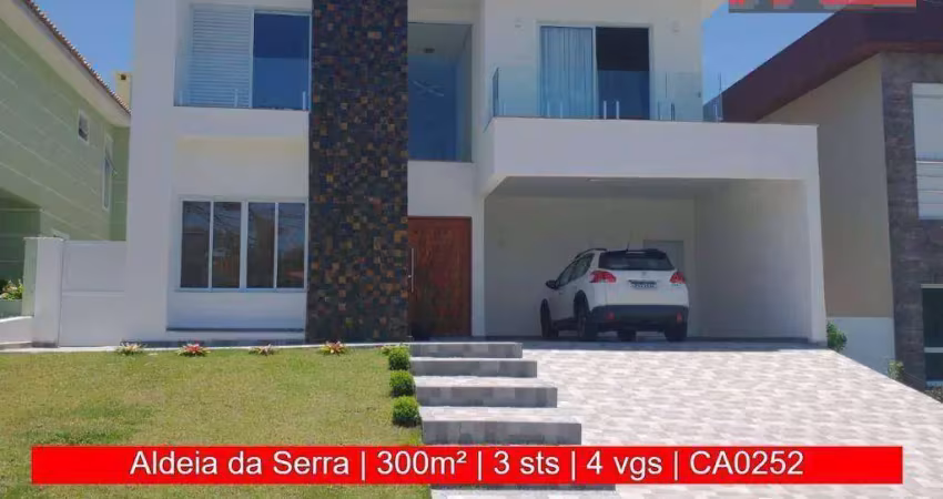 Vendo casa no cond. aldeia da serra, 300m², alameda das margaridas, 67 - morada das flores.