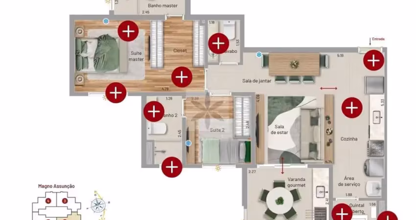 Condomínio magno assunção - apartamento em vila assunção, santo andré/sp