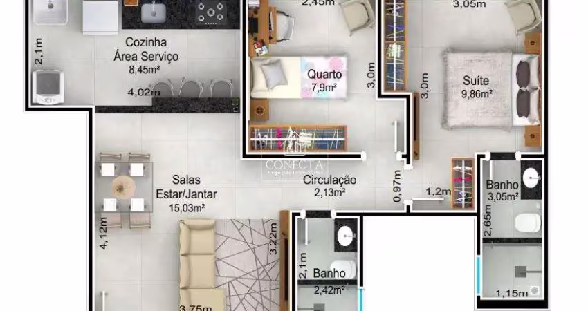Apartamento com 2 quartos à venda no Santa Mônica, Uberlândia 