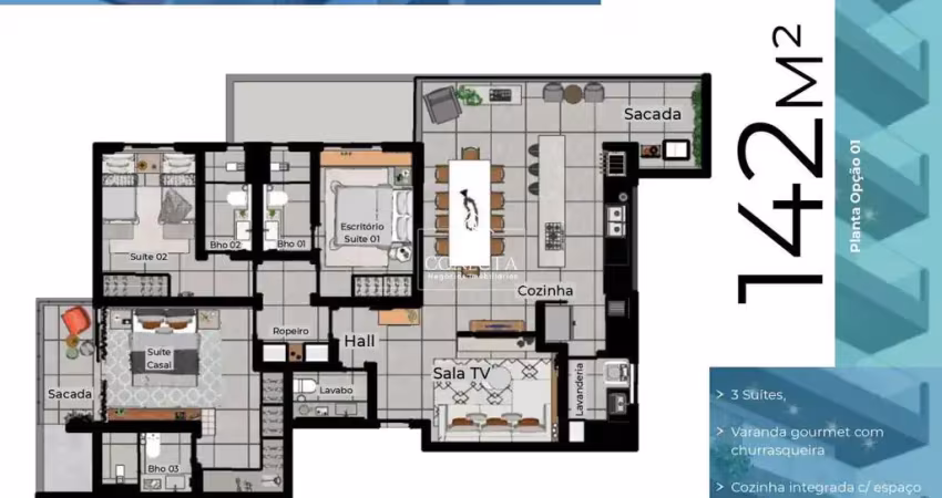 Apartamento com 3 quartos à venda no Patrimônio, Uberlândia 