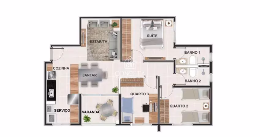Apartamento com 3 quartos à venda no Granja Marileusa, Uberlândia 