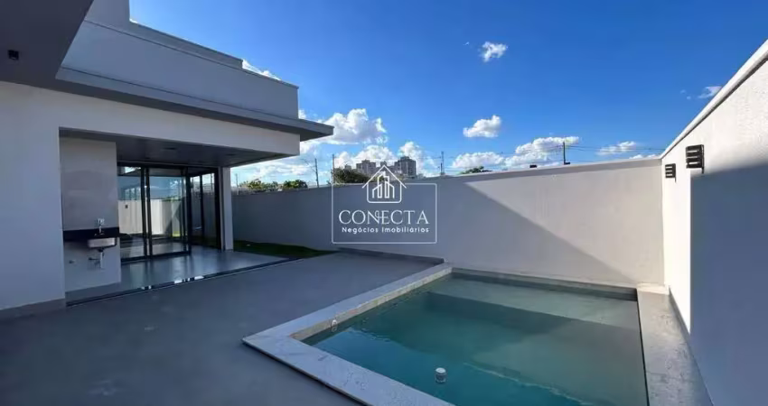 Casa nova à venda no condominio splendido com 220 m² de construção, 3 quartos todos suítes, area de lazer com piscina aquecida, churrasqueira,
