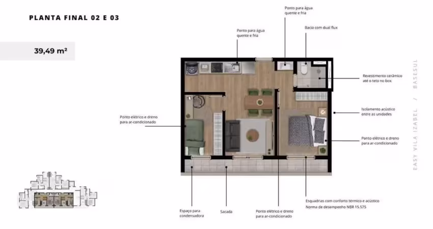 Apartamento com 2 dormitórios à venda, 39 m² por r$ 392.777,42 - vila izabel - curitiba/pr