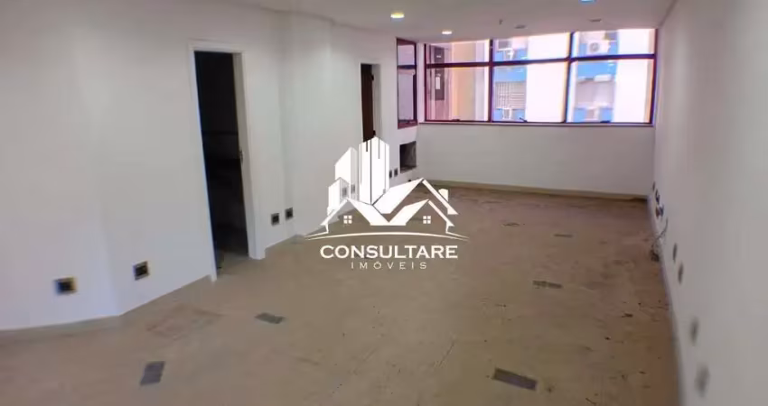Sala comercial a venda no centro de santos com 53,66m² e vaga de garagem demarcada