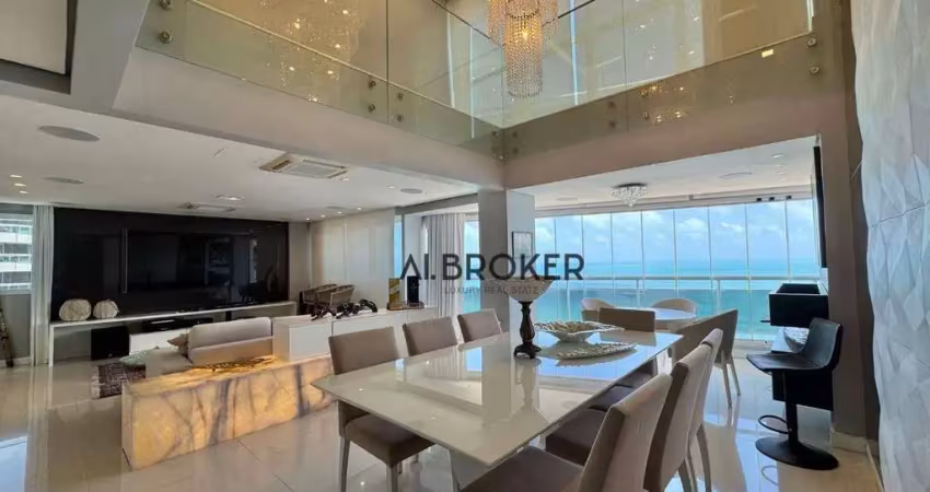 Na beira mar cobertura com 4 dormitórios à venda, 234 m² por r$ 4.500.000 - meireles - fortaleza/ce
