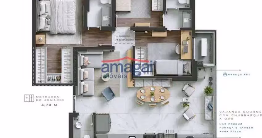 Apartamento com 3 quartos à venda no Jardim das Colinas, São José dos Campos 