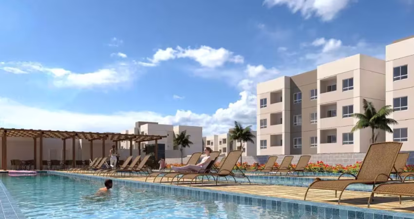Lindo apartamento com área de lazer, varanda e 2 wc no melhor do novo geisel