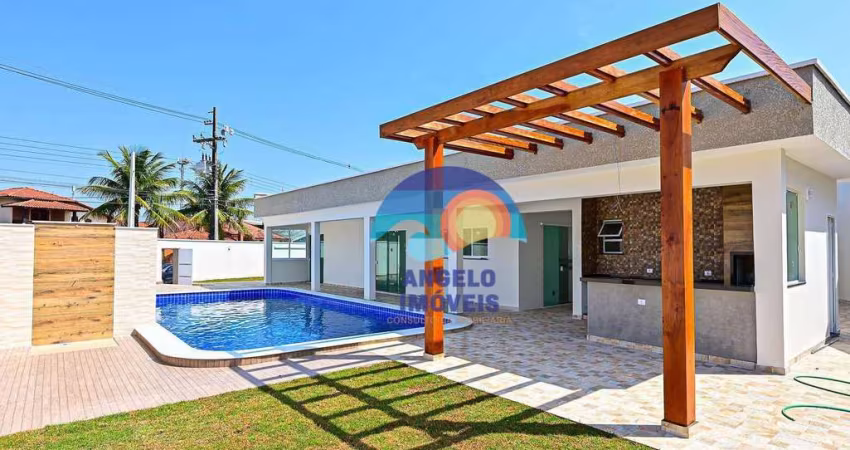 Casa nova em 2 lotes a 100 metros do mar com 4 quartos à venda, 205 m² - Parque Balneário Oásis - Peruíbe/SP