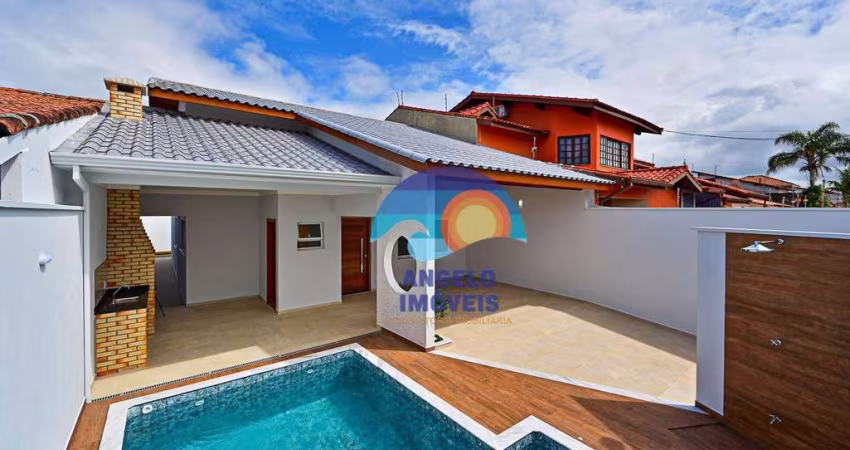 Casa nova a 700 metros da praia com 3 dormitórios à venda, 141 m² por R$ 780.000 - Parque Balneário Oásis - Peruíbe/SP