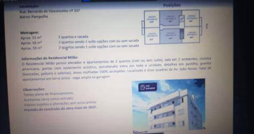 Apartamento à venda, 2 quartos, 1 suíte, 1 vaga, PAMPULHA - Uberlândia/MG