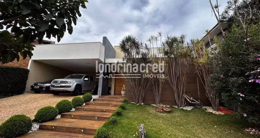 Casa térrea de alto padrão no condomínio pitanguá em londrina, 3 suítes, 279m² construídos, lazer c