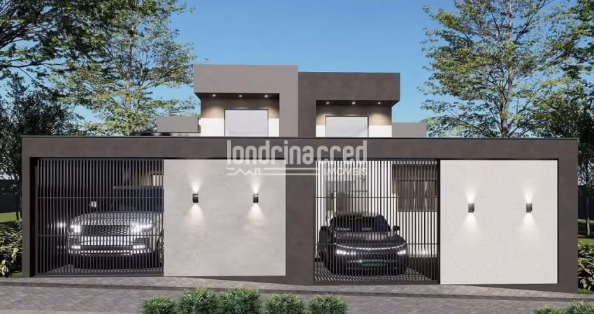 Casa geminada na zona norte de londrina com 3 dormitórios (1 suíte), banheiro social, 2 vagas de ga