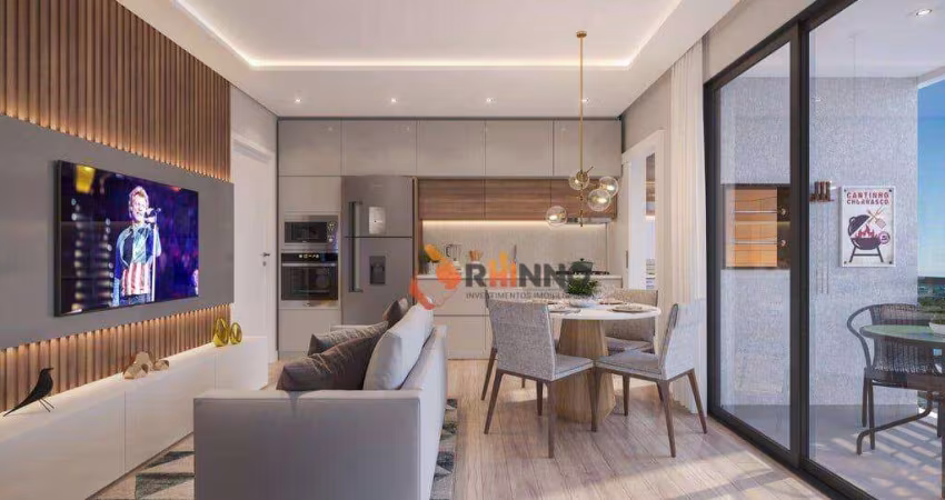 Apartamento decorado com 2 dormitórios à venda, 43 m² por R$ 452.000 - Pinheirinho - Curitiba/PR