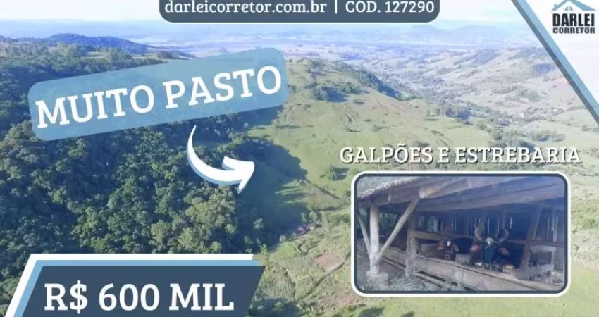 [127980] SÍTIO DE POTREIRA FECHADA COM MUITO PASTO, 4 VERTENTES, 2 RIACHOS, CASA DE ALVENARIA, DOIS GALPÕES E ESTREBARIA EM SANTO ANTÔNIO DA PATRULHA