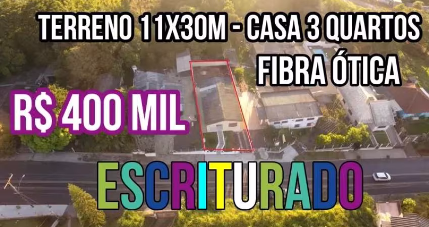 [116520]  CASA EM SANTO ANTÔNIO DA PATRULHA 3 QUARTOS ESCRITURADA TERRENO 11X30M FIBRA ÓTICA