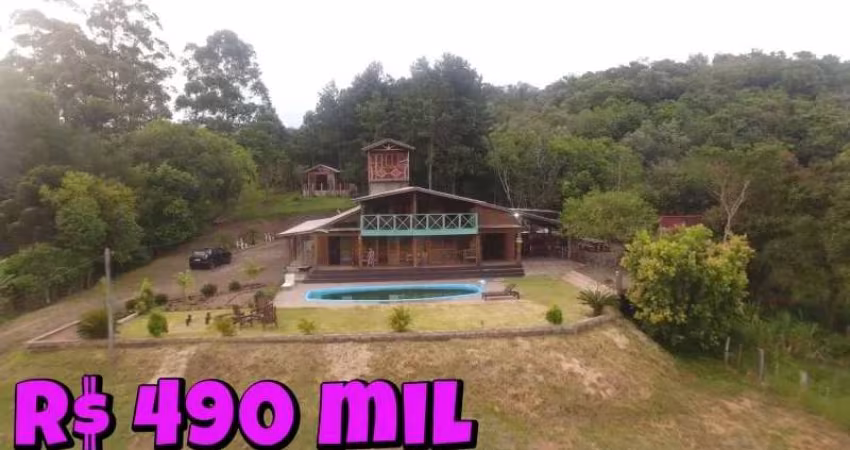 [126840] CHÁCARA COM CHALÉ DE MADEIRA 5 QUARTOS 350M², PISCINA, QUIOSQUE, ESCRITURA, FIBRA ÓTICA IDEAL PARA LOCAÇÃO PARA EVENTOS