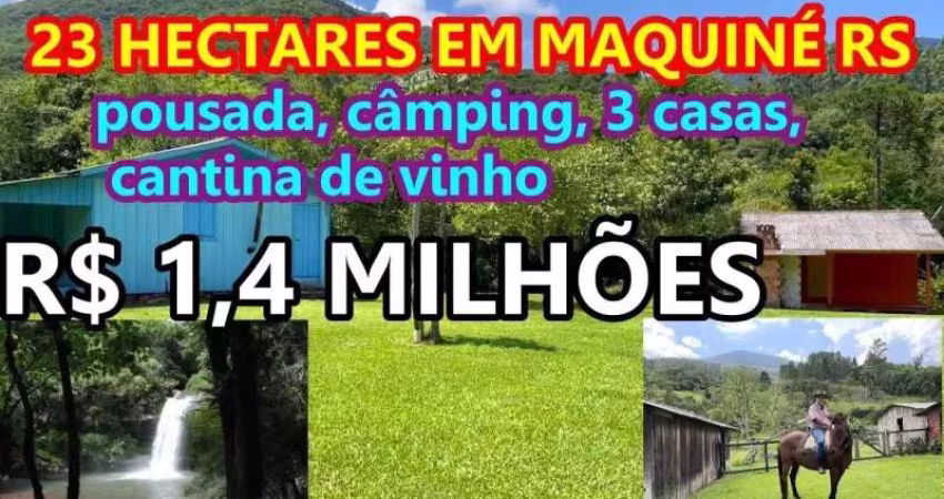 [89563] SÍTIO DA AMIZADE COM TRÊS CASAS RIO CAMPING E CANTINA DE VINHO EM MAQUINÉ COM 25 HA