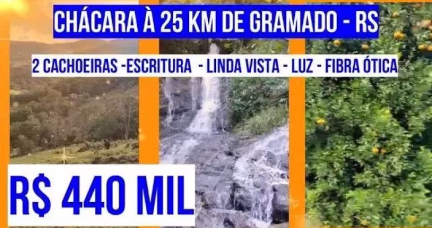 [124040 ] CHÁCARA EM IGREJINHA - RS 4,66HA RIO COM 2 CACHOEIRAS LUZ FIBRA ÓTICA À 25 KM DE GRAMADO