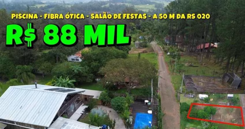 [496]TERRENO RURAL EM CONDOMINIO FECHADO DE CHACRINHAS EM GRAVATAÍ COM PISCINA, SALÃO DE FESTAS, FIBRA ÓTICA E POÇO